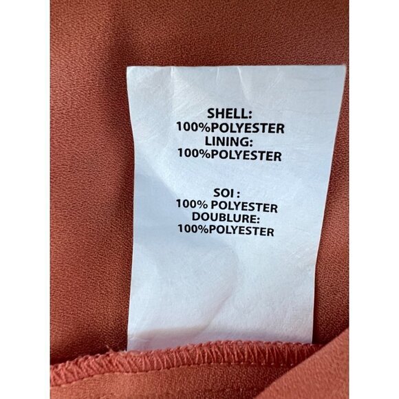 New RAMY BROOK Size M Preston Mini Dress Coral Combo Smocked Waist, Ruffle Hem - Picture 12 of 14